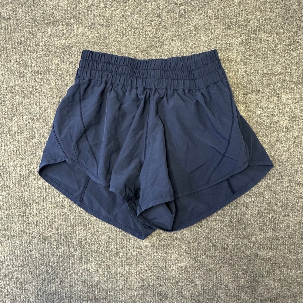 Lululemon Shorts Womens Size 4 Navy Blue Tracker V Athletic Running Lined Pocket